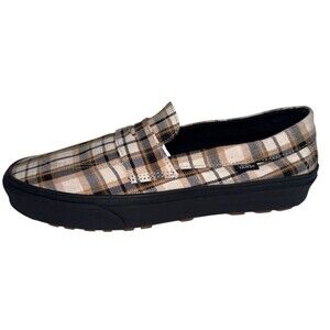 Vans Mens Size 11 Style 53 Linen Plaid Chunky Loafers Slip-Ons Rare Sneakers New